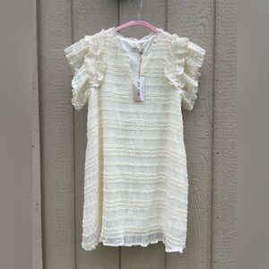 New In Ivory Flutter Sleeve Dress Size Large